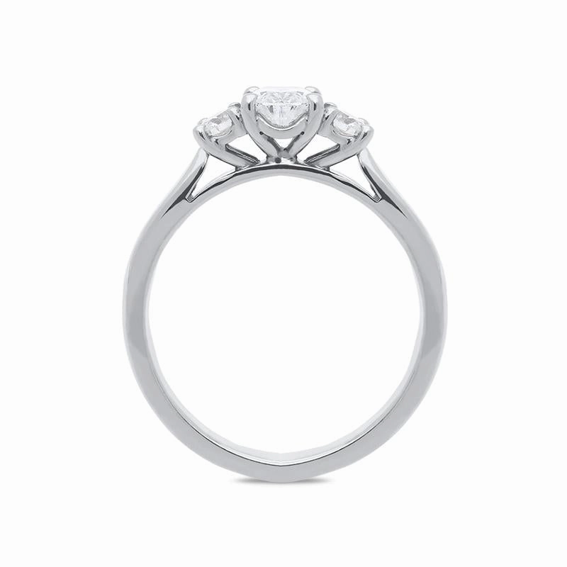 Platinum 0.58ct Diamond Oval Cut Trilogy Ring