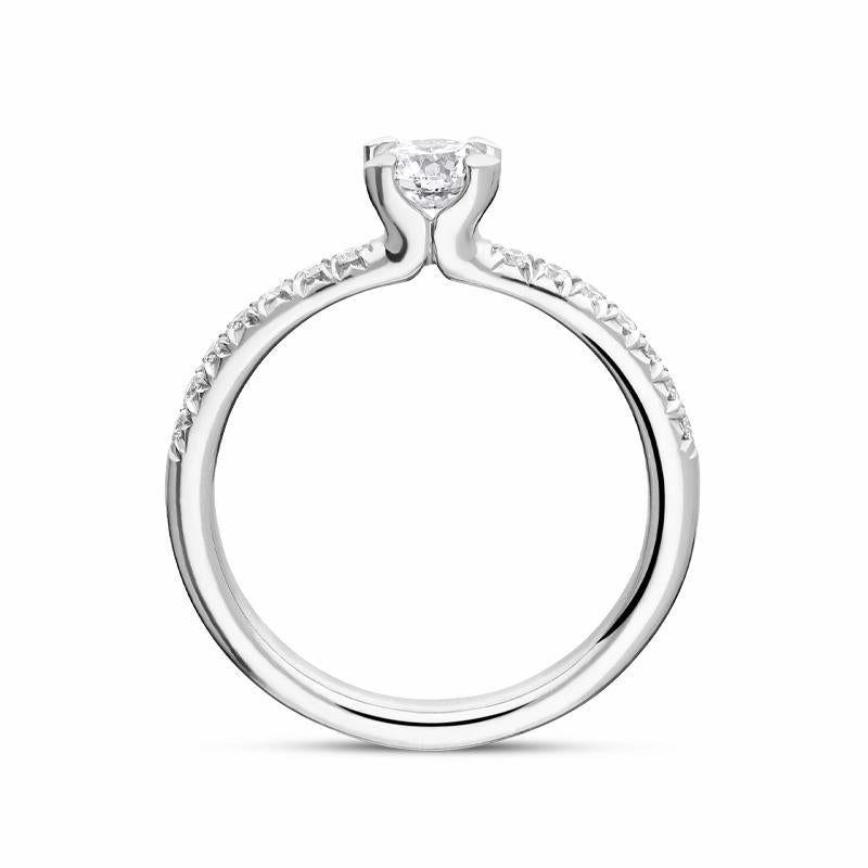 Platinum 0.58ct Diamond Pave Shoulder Solitaire Ring