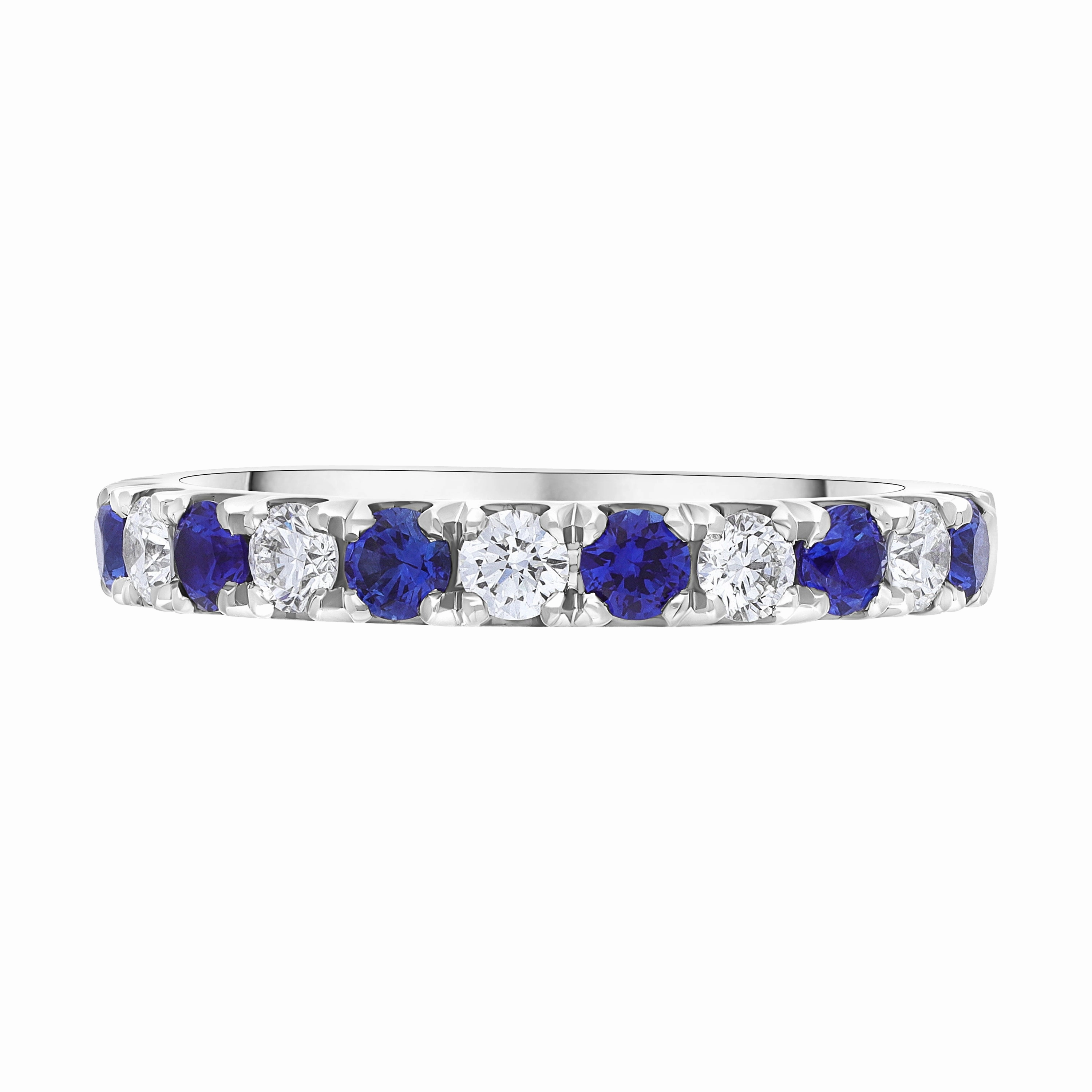 Platinum 0.58ct Sapphire 0.39ct Diamond Castle Set Eternity Ring