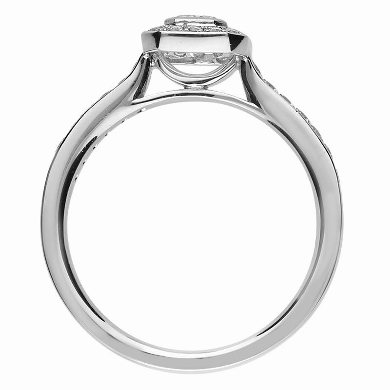 Platinum 0.59ct Diamond Emerald Cut Cluster Ring