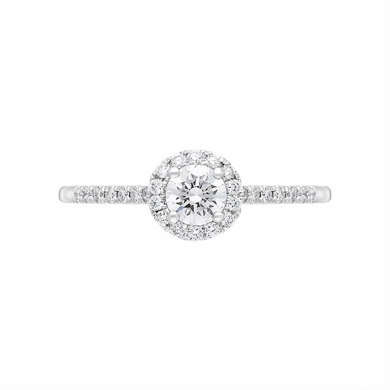 Platinum 0.59ct Diamond Shoulder Set Round Cluster Ring