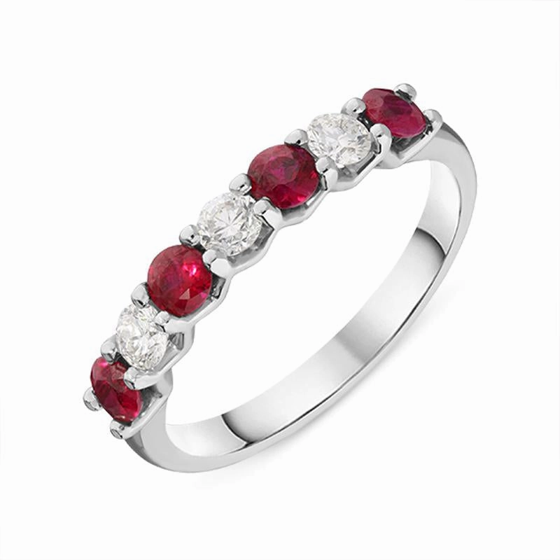 Platinum 0.59ct Ruby Diamond Half Eternity Ring
