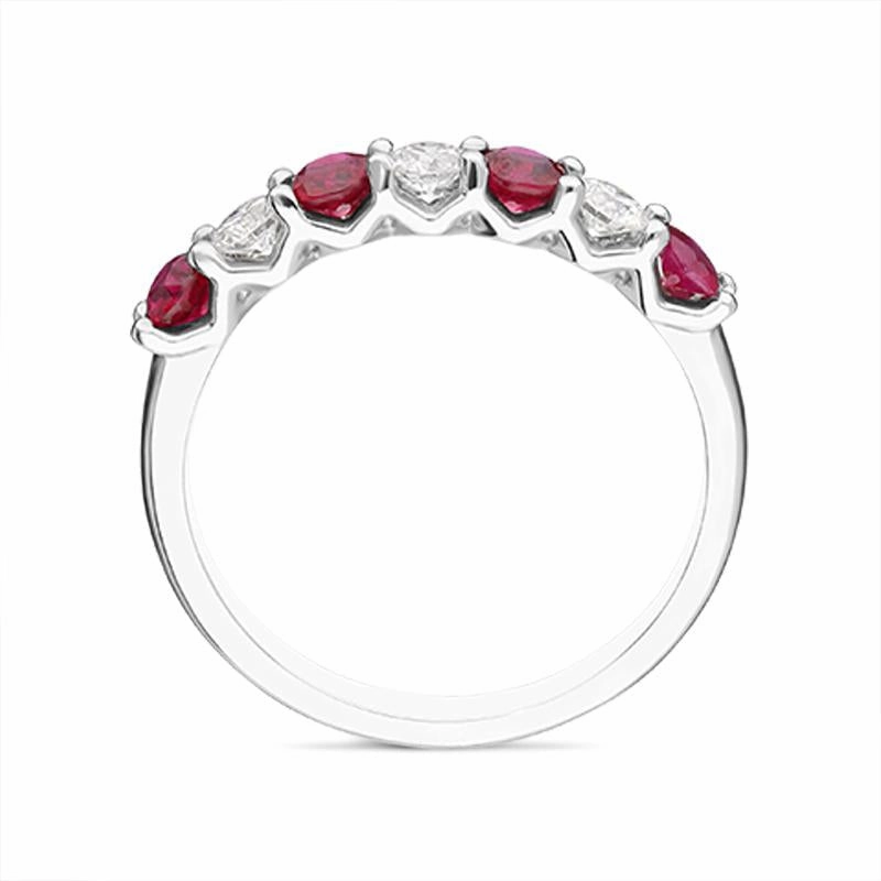 Platinum 0.59ct Ruby Diamond Half Eternity Ring