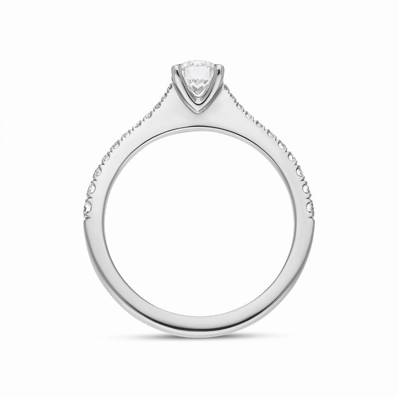 Platinum 0.62ct Diamond Round Brilliant Cut Shoulder Set Solitaire Ring