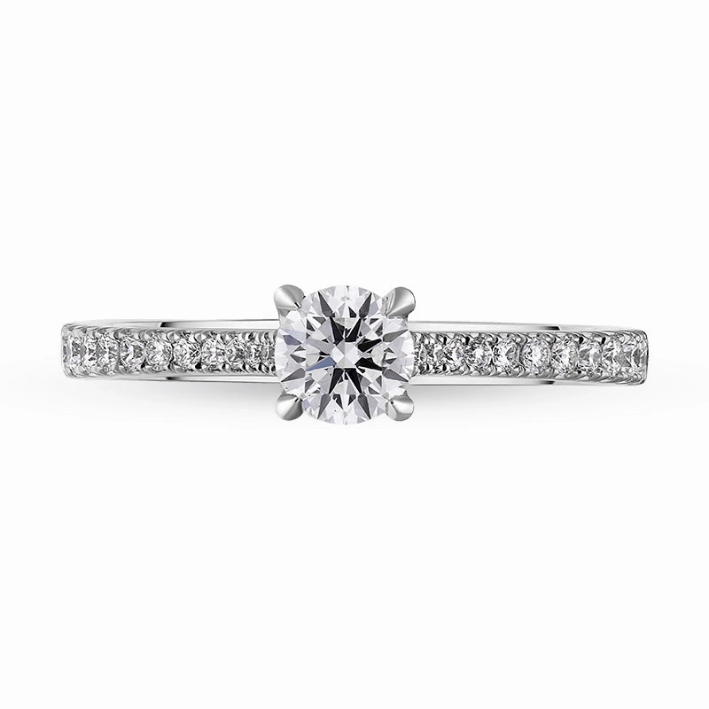 Platinum 0.62ct Diamond Round Brilliant Cut Shoulder Set Solitaire Ring