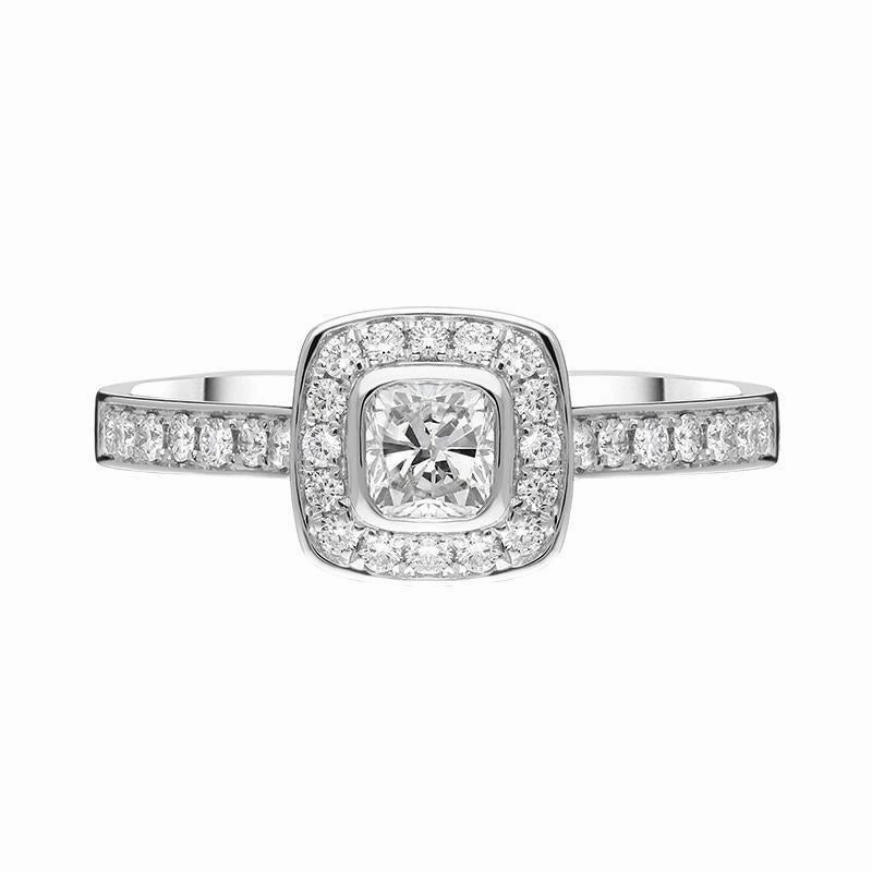 Platinum 0.63ct Diamond Cushion Set Ring