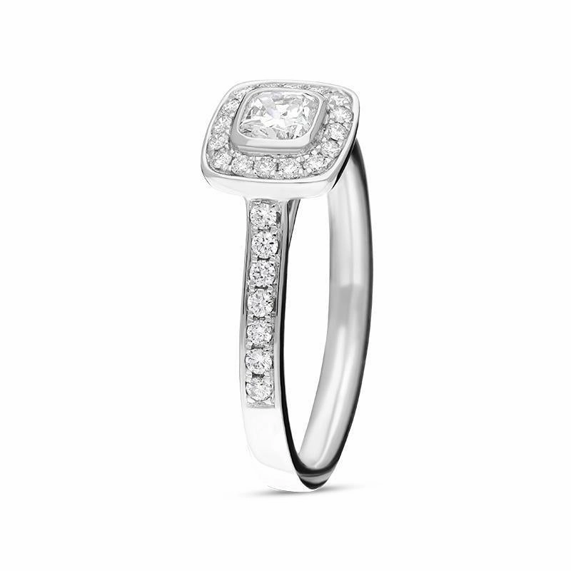 Platinum 0.63ct Diamond Cushion Set Ring