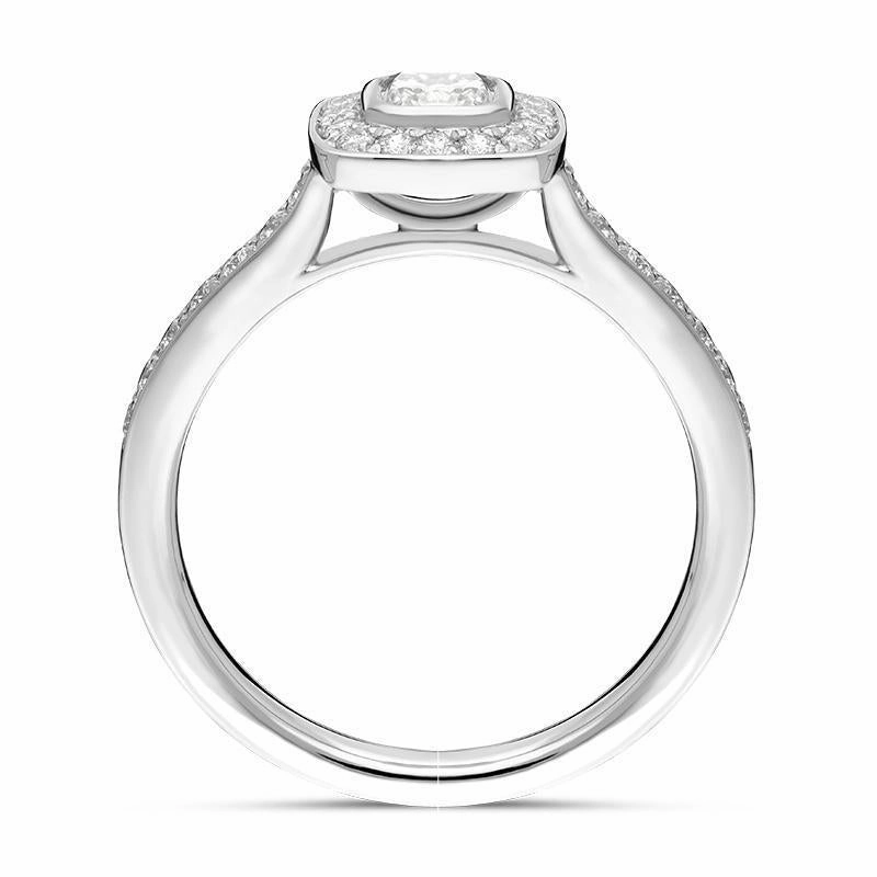 Platinum 0.63ct Diamond Cushion Set Ring