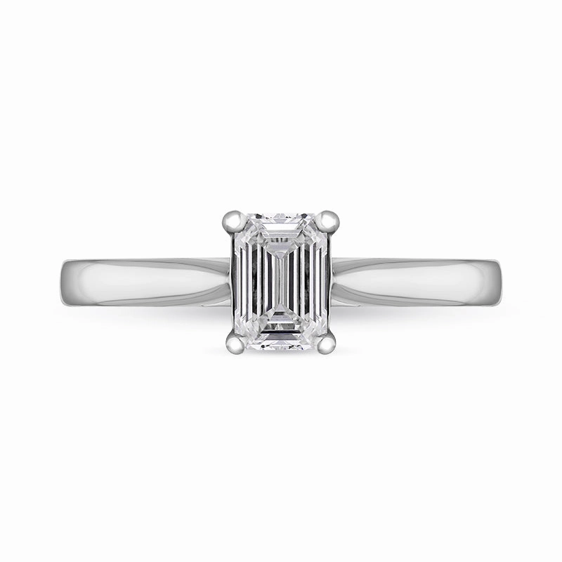 Platinum 0.64ct Diamond Emerald Cut Solitaire Ring