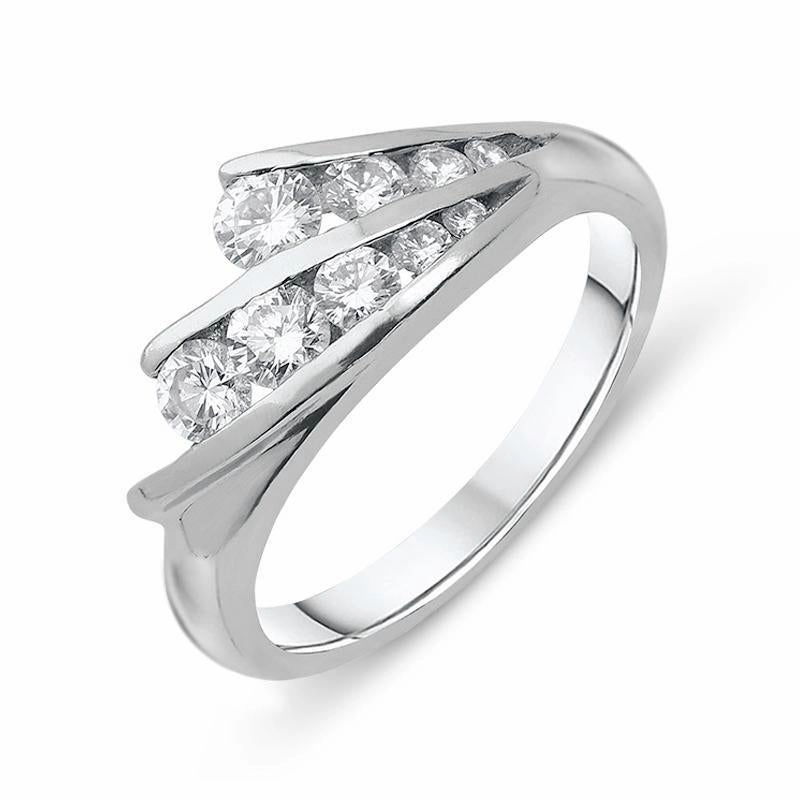 Platinum 0.64ct Diamond Two Row Ring