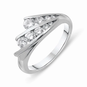 Platinum 0.64ct Diamond Two Row Ring