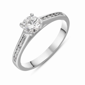 Platinum 0.66ct Diamond Brilliant Cut Solitaire Shoulder Set Ring