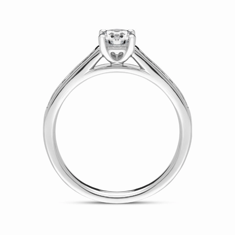 Platinum 0.66ct Diamond Brilliant Cut Solitaire Shoulder Set Ring