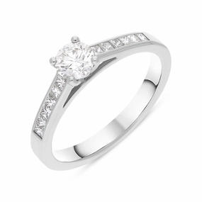 Platinum 0.66ct Diamond Channel Set Shoulder Solitaire Ring