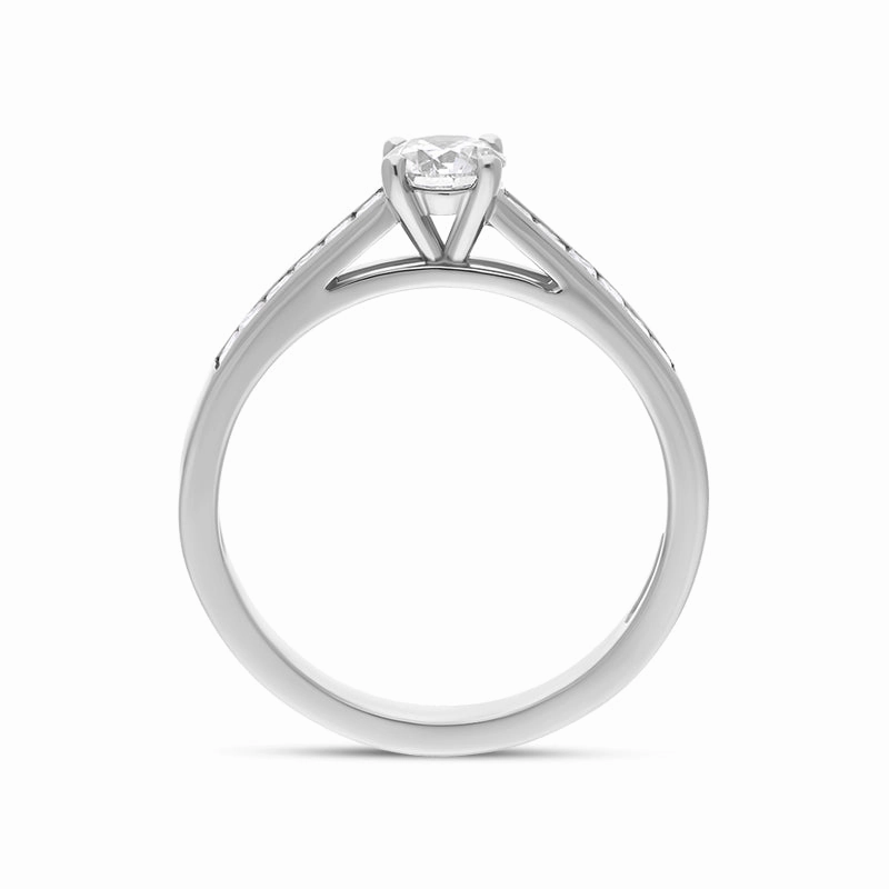 Platinum 0.66ct Diamond Channel Set Shoulder Solitaire Ring
