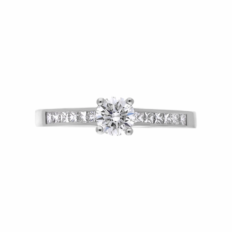 Platinum 0.66ct Diamond Channel Set Shoulder Solitaire Ring