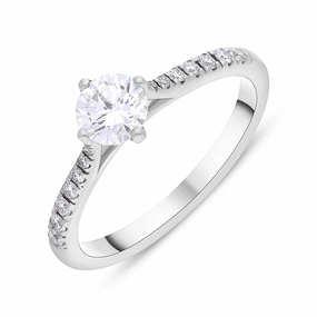 Platinum 0.66ct Diamond GIA Certified Shoulder Set Solitaire Ring