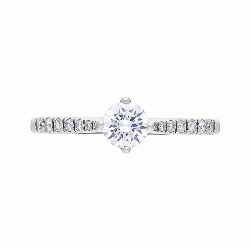 Platinum 0.66ct Diamond GIA Certified Shoulder Set Solitaire Ring