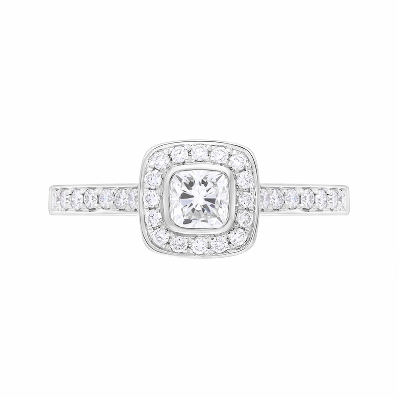Platinum 0.67ct Diamond GIA Certified Shoulder Set Cluster Ring