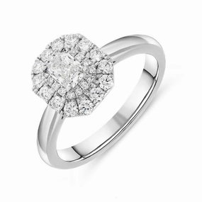 Platinum 0.68ct Diamond Radiant Cut Cluster Ring