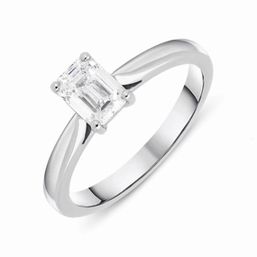 Platinum 0.70ct Diamond Emerald Cut Solitaire Ring