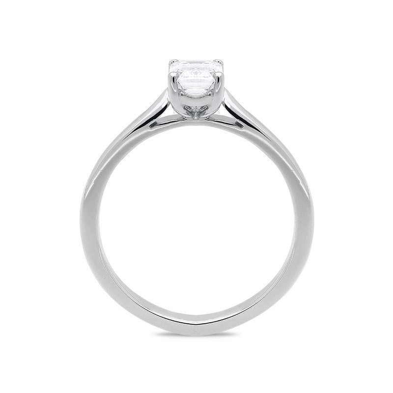 Platinum 0.70ct Diamond Emerald Cut Solitaire Ring