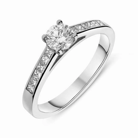 Platinum 0.70ct Diamond Princess Cut Channel Set Solitaire Ring