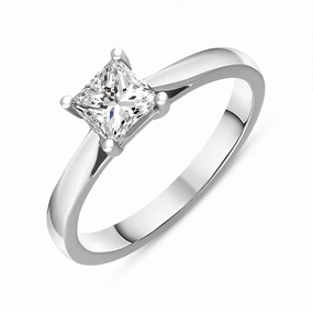 Platinum 0.70ct Diamond Princess Cut Solitaire Ring
