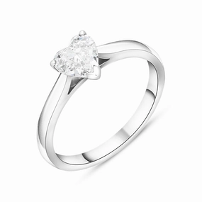 Platinum 0.71ct Diamond Heart Cut Solitaire Ring