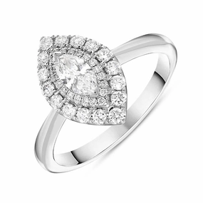 Platinum 0.72ct Diamond Marquise Centre Pave Surround Ring