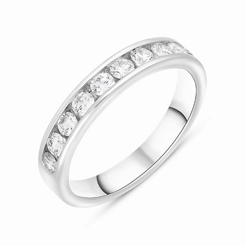 Platinum 0.75ct Diamond Channel Set Half Eternity Ring