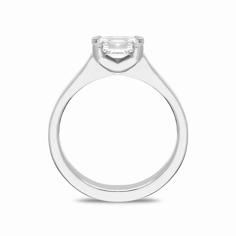 Platinum 0.75ct Diamond Emerald Cut Solitaire Ring D