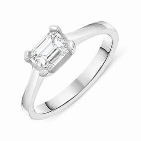 Platinum 0.75ct Diamond Emerald Cut Solitaire Ring D