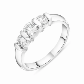 Platinum 0.76ct Diamond Bar Set Three Stone Ring