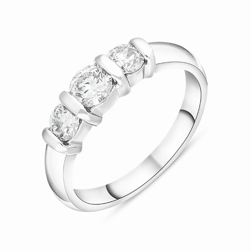 Platinum 0.76ct Diamond Bar Set Three Stone Ring