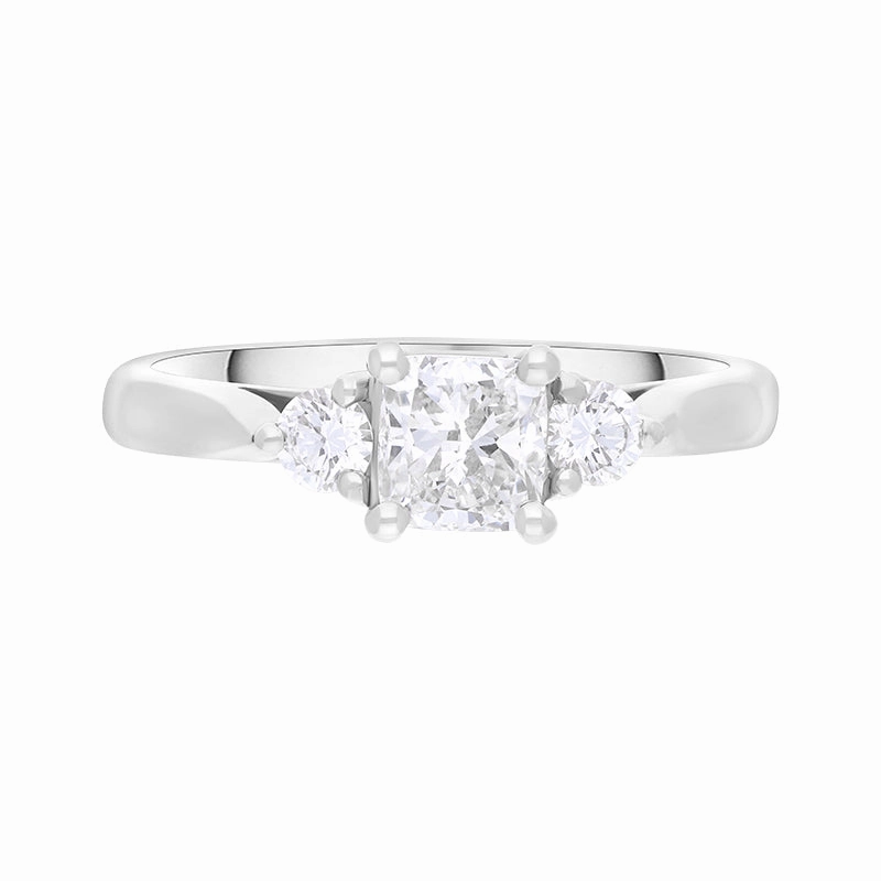 Platinum 0.77ct Diamond GIA Certified Cushion Cut Three Stone Ring