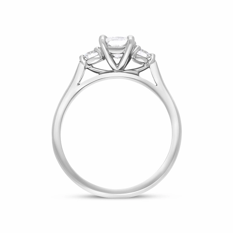 Platinum 0.77ct Diamond GIA Certified Cushion Cut Three Stone Ring