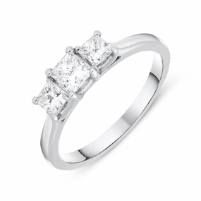 Platinum 0.77ct Diamond Princess Cut Trilogy Ring
