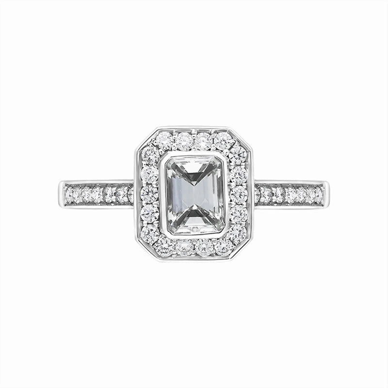 Platinum 0.78ct Diamond Shoulder Set Octagonal Cluster Ring