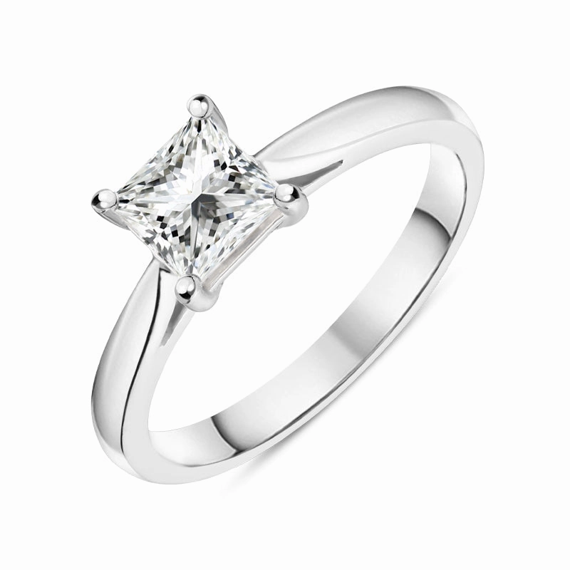 Platinum 0.80ct Diamond Princess Cut Solitaire Ring