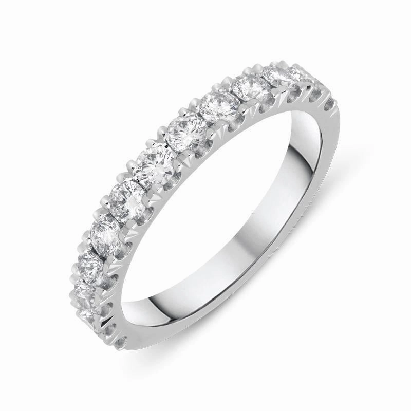 Platinum 0.81ct Diamond Brilliant Cut Wedding Half Eternity Ring