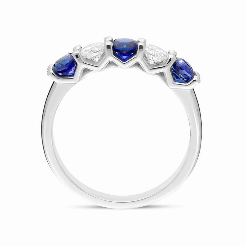 Platinum 0.83ct Sapphire 0.37ct Diamond Half Eternity Ring