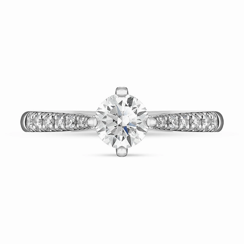 Platinum 0.85ct Diamond Shoulder Set Solitaire Ring