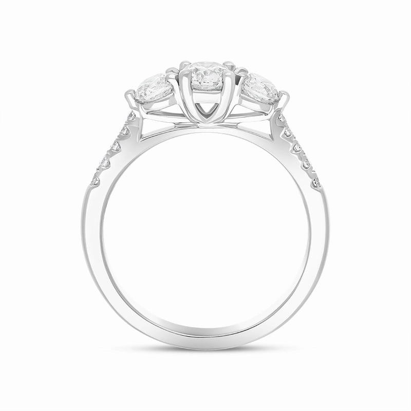 Platinum 0.85ct Diamond Shoulder Set Three Stone Ring