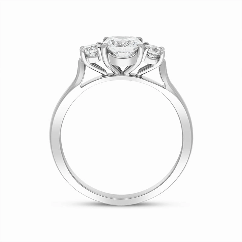 Platinum 0.89ct Diamond Cushion Cut Three Stone Ring