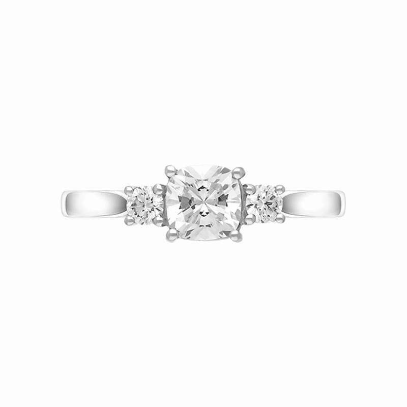 Platinum 0.89ct Diamond Cushion Cut Three Stone Ring