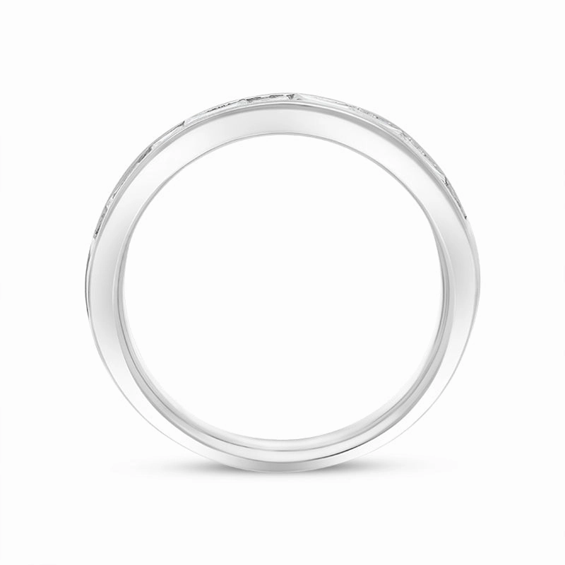 Platinum 0.93ct Diamond Princess and Baguette Cut Channel Set Half Eternity Ring