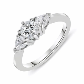 Platinum 0.94ct Diamond Brilliant Cut Trilogy Ring