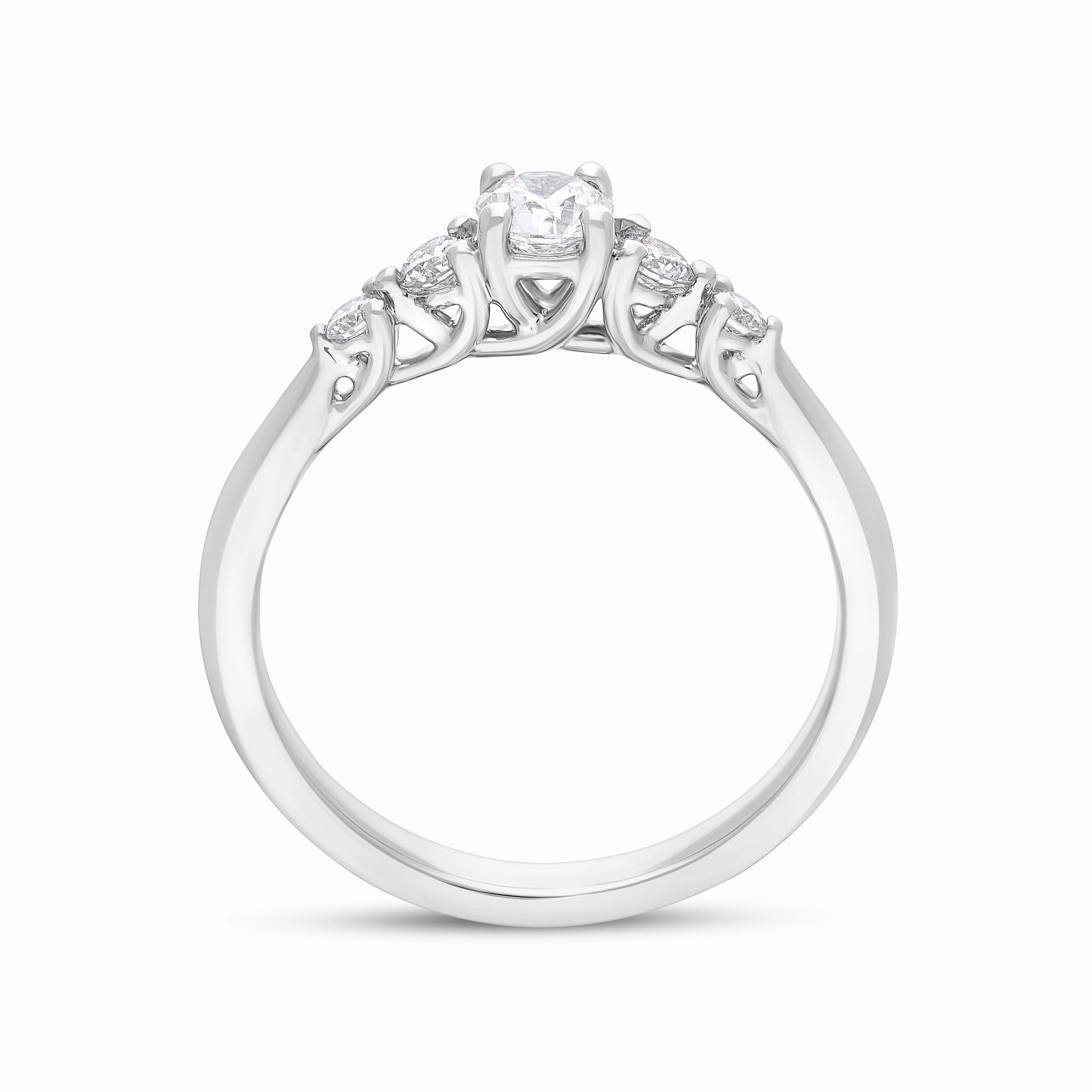 Platinum .19 Diamond .27 5 Stone Diamond Claw Grad Eternity Ring