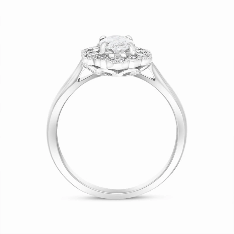 Platinum 1.00ct Diamond Oval Cluster Ring